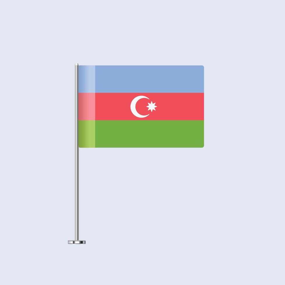 Isolated Azerbaijan Table Flag on Pole, Azerbaijani Flag Design for Print and Web vector