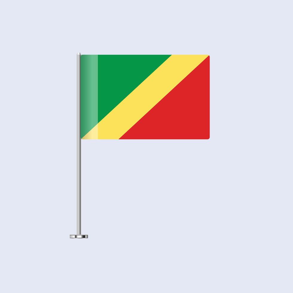 Isolated Congo DR Table Flag on Pole, Congolese Flag Design for Print and Web vector