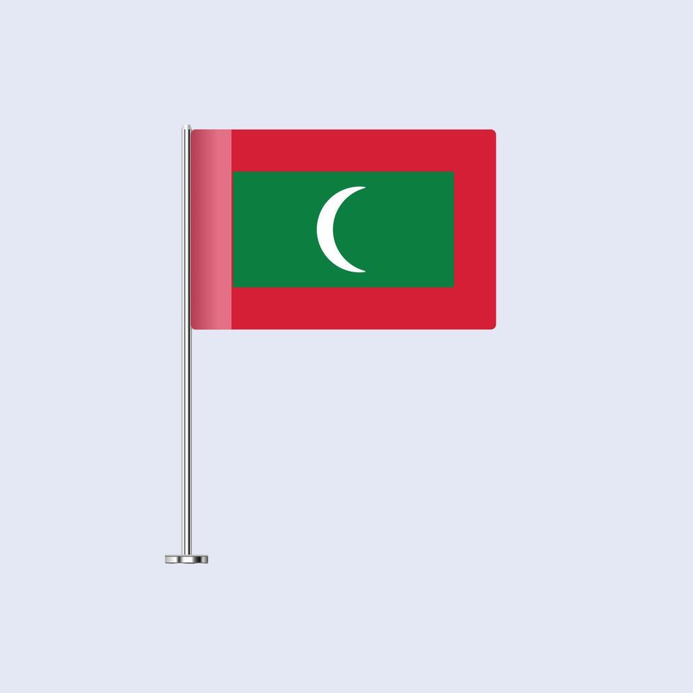 Isolated Maldives Table Flag on Pole, Maldivian Flag Design for Print and Web vector