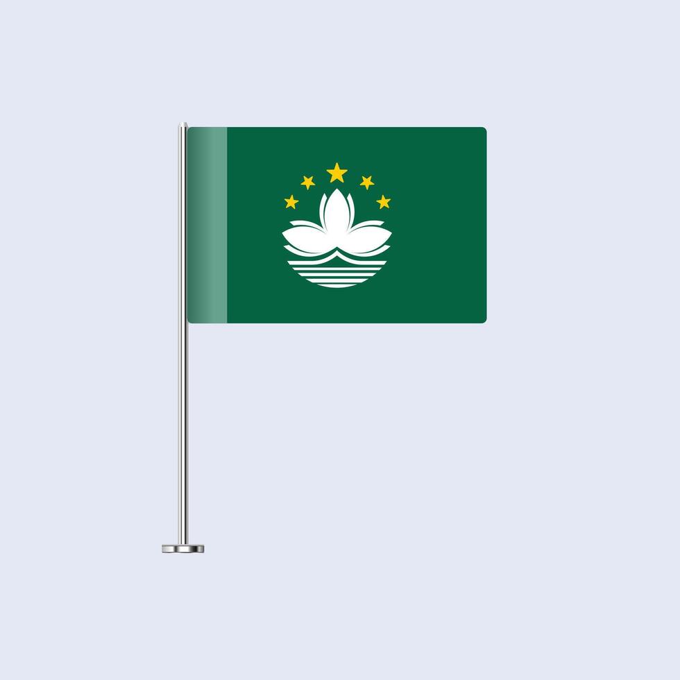 Isolated Macao Table Flag on Pole, Macanese Flag Design for Print and Web vector