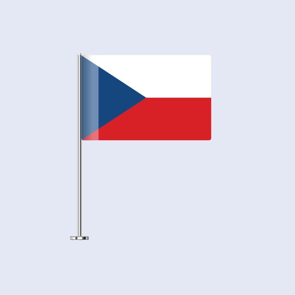 Isolated Czech Republic Table Flag on Pole, Czech Flag Design for Print and Web vector