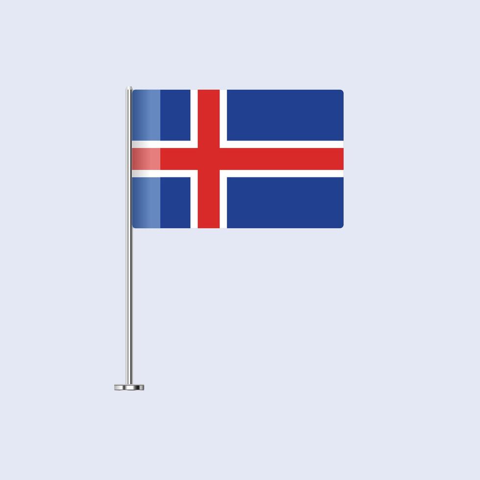 Isolated Iceland Table Flag on Pole, Icelandic Flag Design for Print and Web vector