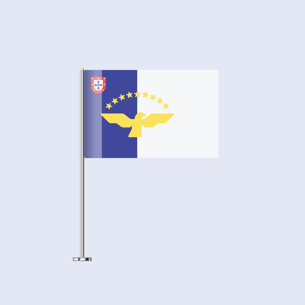 Isolated Azores Islands Table Flag on Pole, Azores Flag Design for Print and Web vector