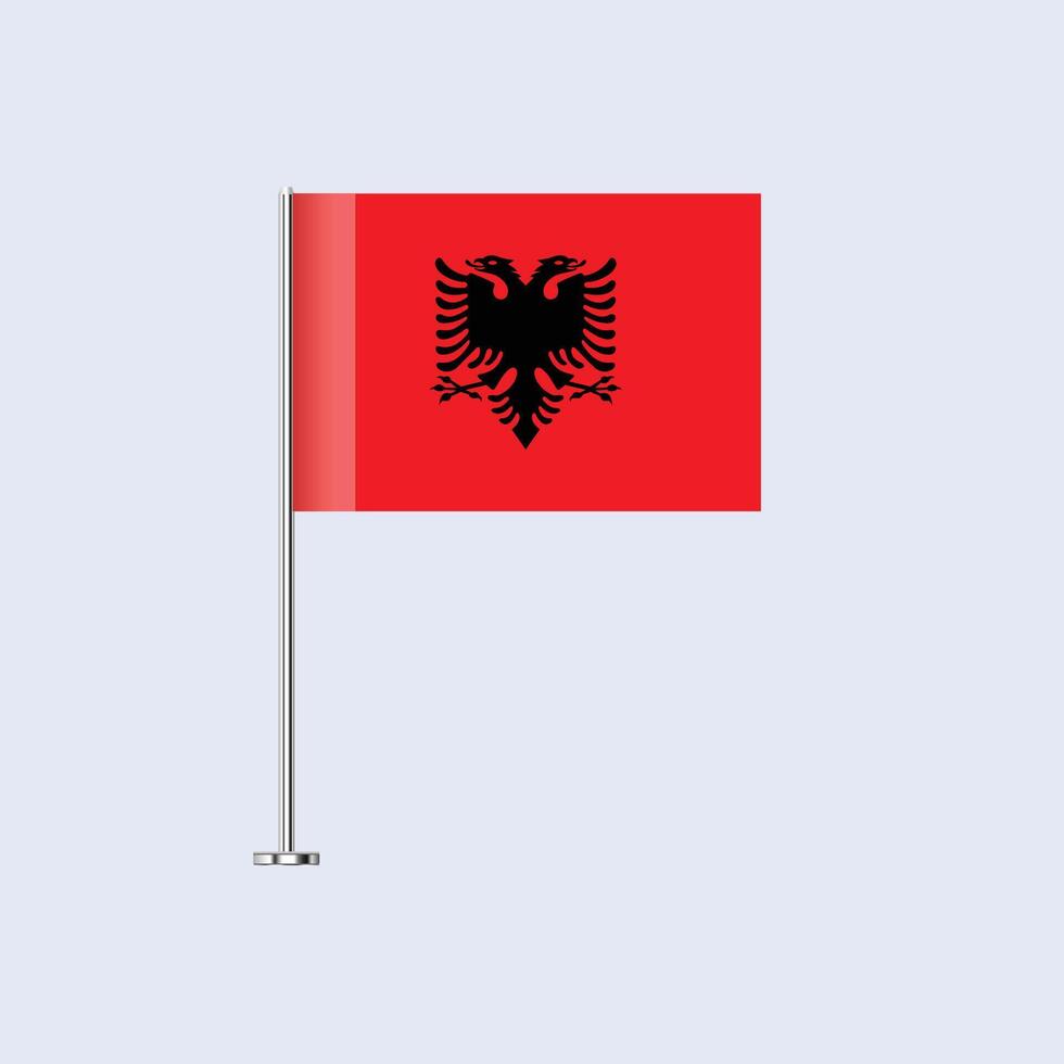 Isolated Albania Table Flag on Pole, Albanian Flag Design for Print and Web vector