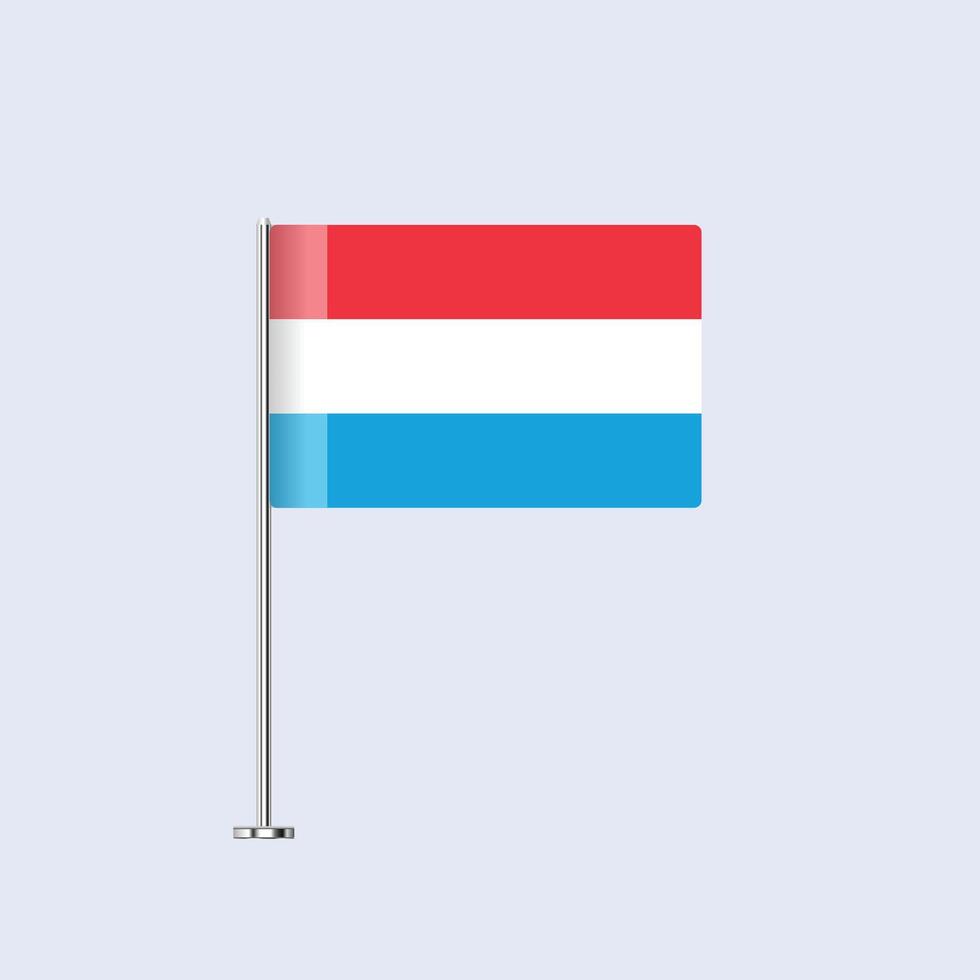 Isolated Luxembourg Table Flag on Pole, Luxembourgish Flag Design for Print and Web vector