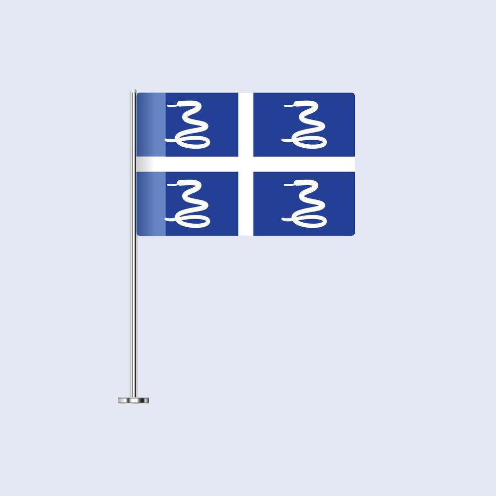 Isolated Martinique Table Flag on Pole, Martiniquais Flag Design for Print and Web vector
