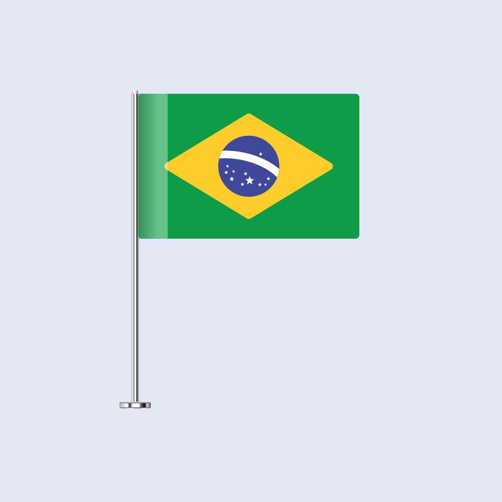 Isolated Brazil Table Flag on Pole, Brazilian Flag Design for Print and Web vector
