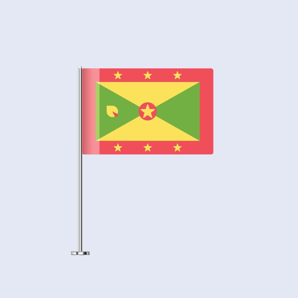Isolated Grenada Table Flag on Pole, Grenadian Flag Design for Print and Web vector