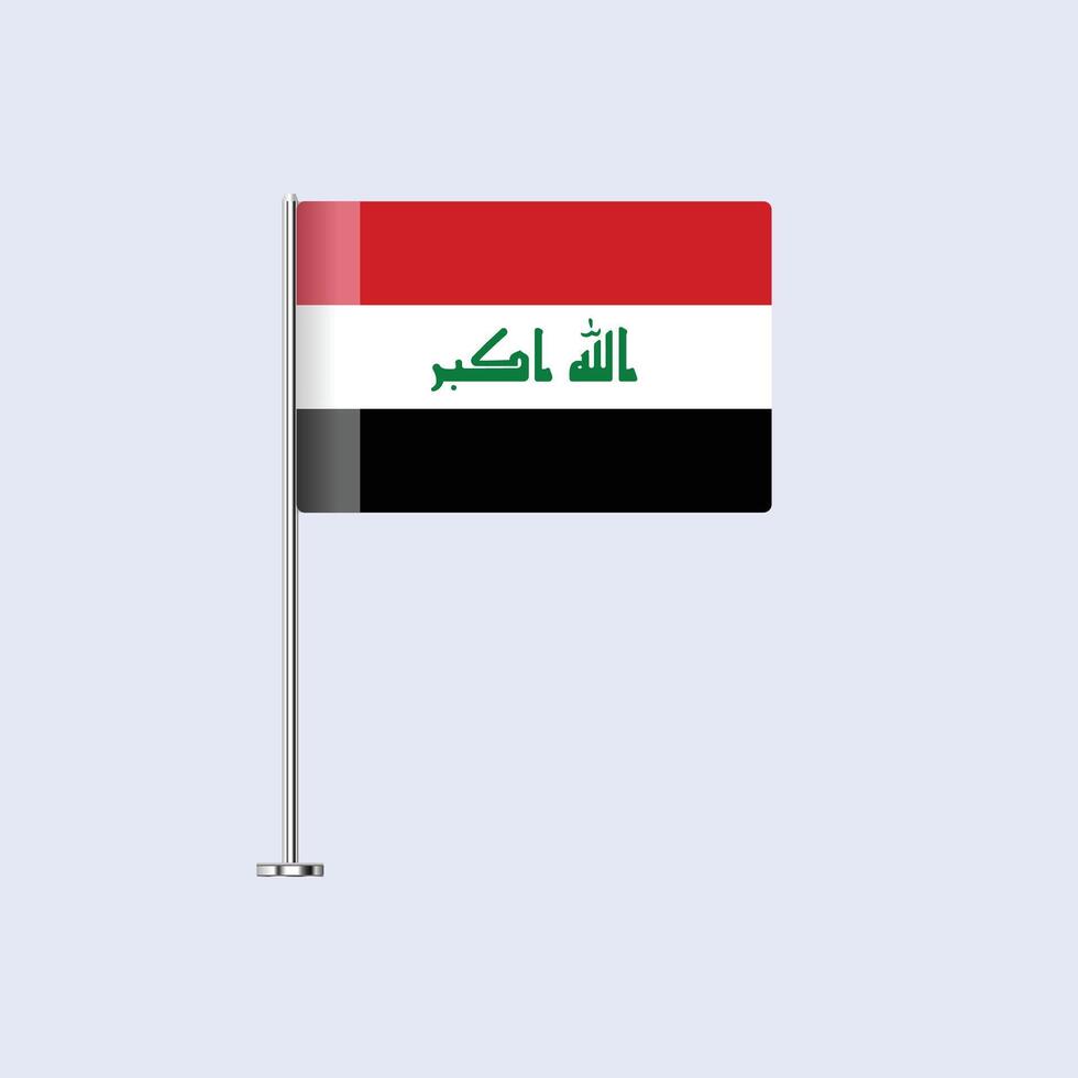 Isolated Iraq Table Flag on Pole, Iraqi Flag Design for Print and Web vector