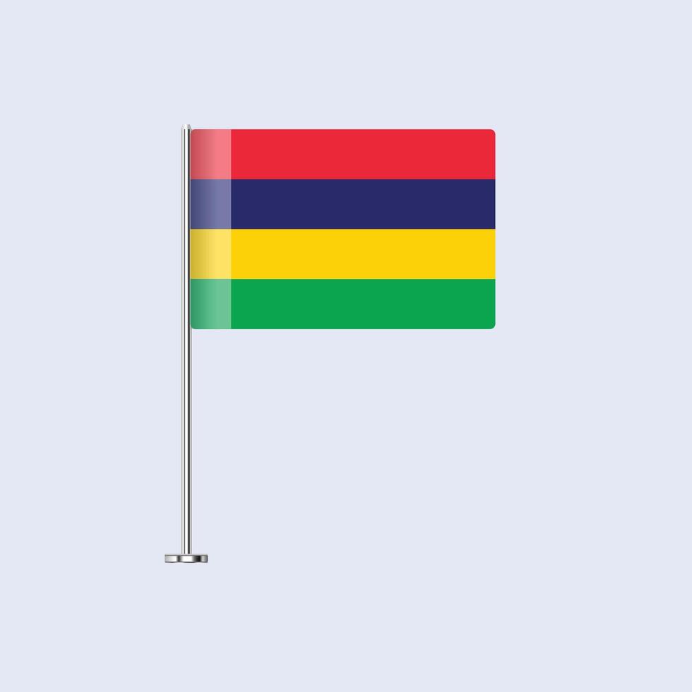 Isolated Mauritius Table Flag on Pole, Mauritian Flag Design for Print and Web vector