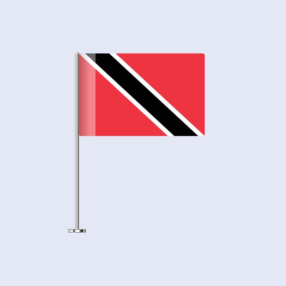 Isolated Trinidad and Tobago Table Flag on Pole, Trinidadian and Tobagonian Flag Design for Print and Web vector