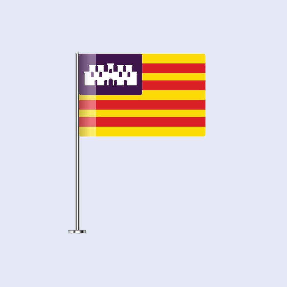 Isolated Balearic Islands Table Flag on Pole, Balearic Flag Design for Print and Web vector
