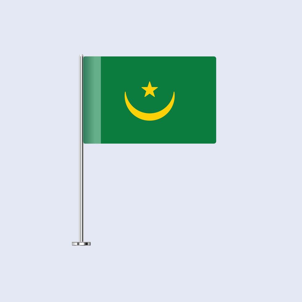 Isolated Mauritania Table Flag on Pole, Mauritanian Flag Design for Print and Web vector