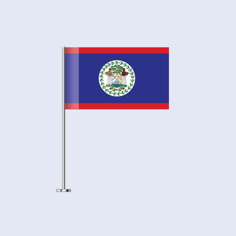 Isolated Belize Table Flag on Pole, Belizean Flag Design for Print and Web vector
