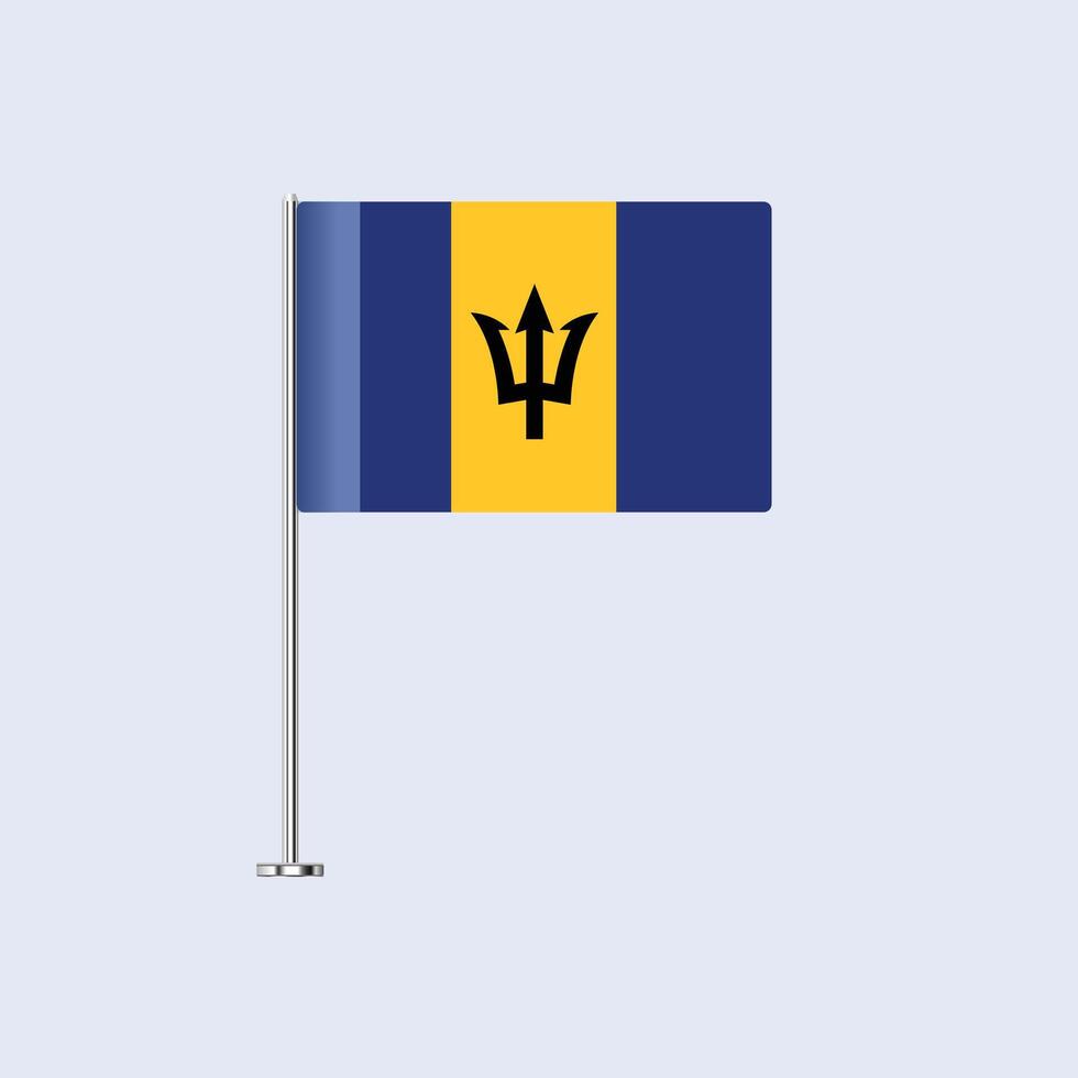 Isolated Barbados Table Flag on Pole, Barbadian Flag Design for Print and Web vector