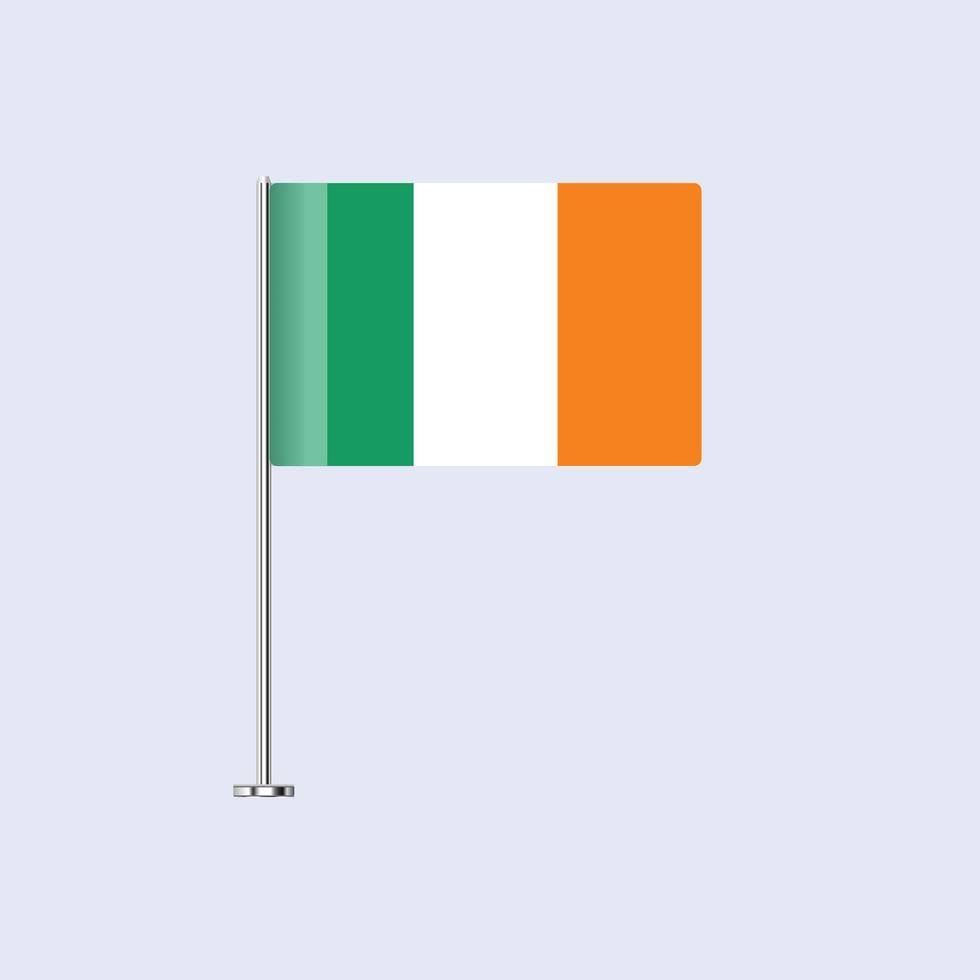 Isolated Ireland Table Flag on Pole, Irish Flag Design for Print and Web vector