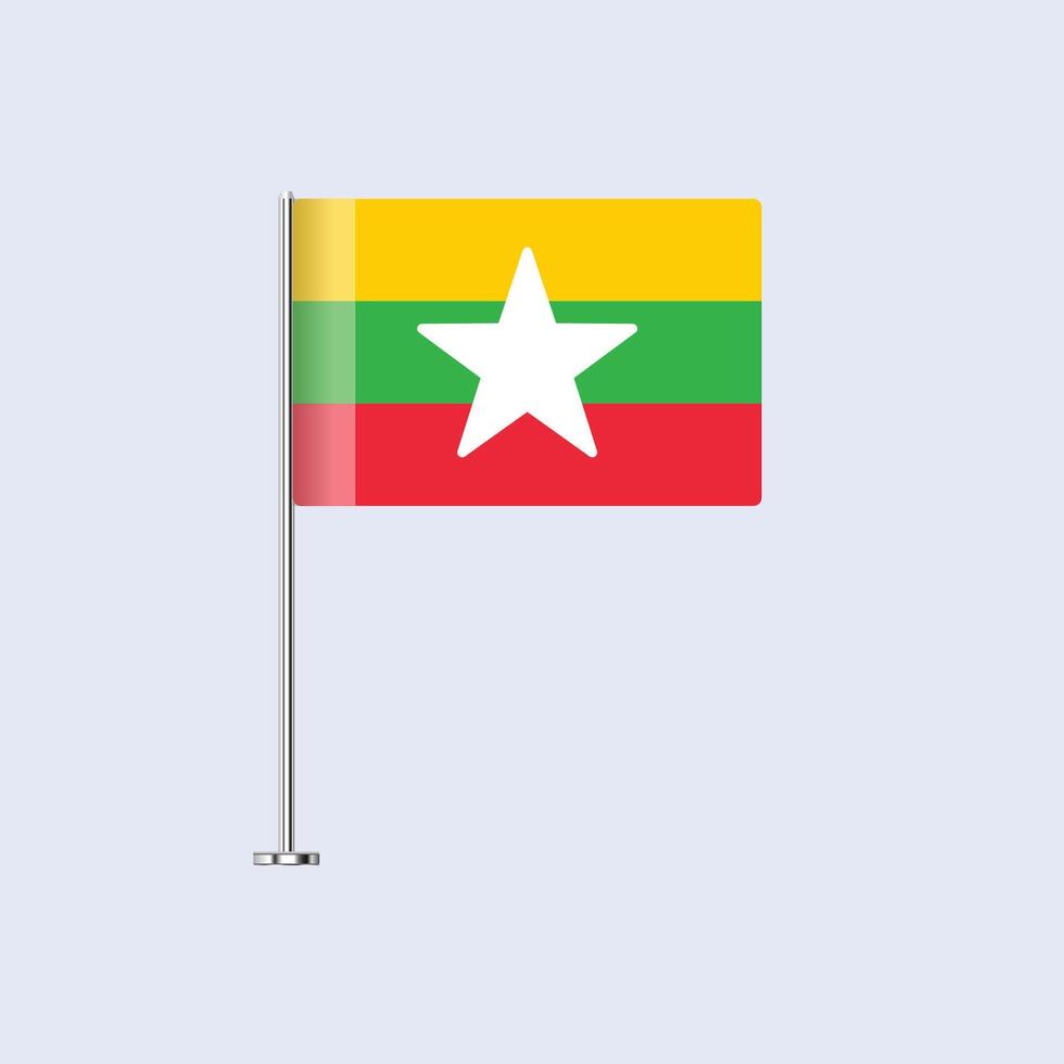 Isolated Myanmar Table Flag on Pole, Myanmar Flag Design for Print and Web vector