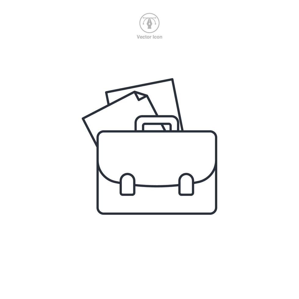 Briefcase with document icon symbol illustration isolated on white background vector