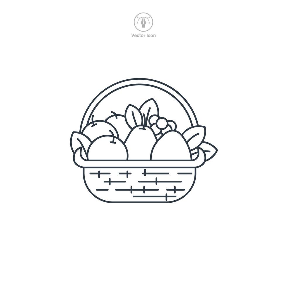 Fruit Basket icon symbol illustration isolated on white background vector