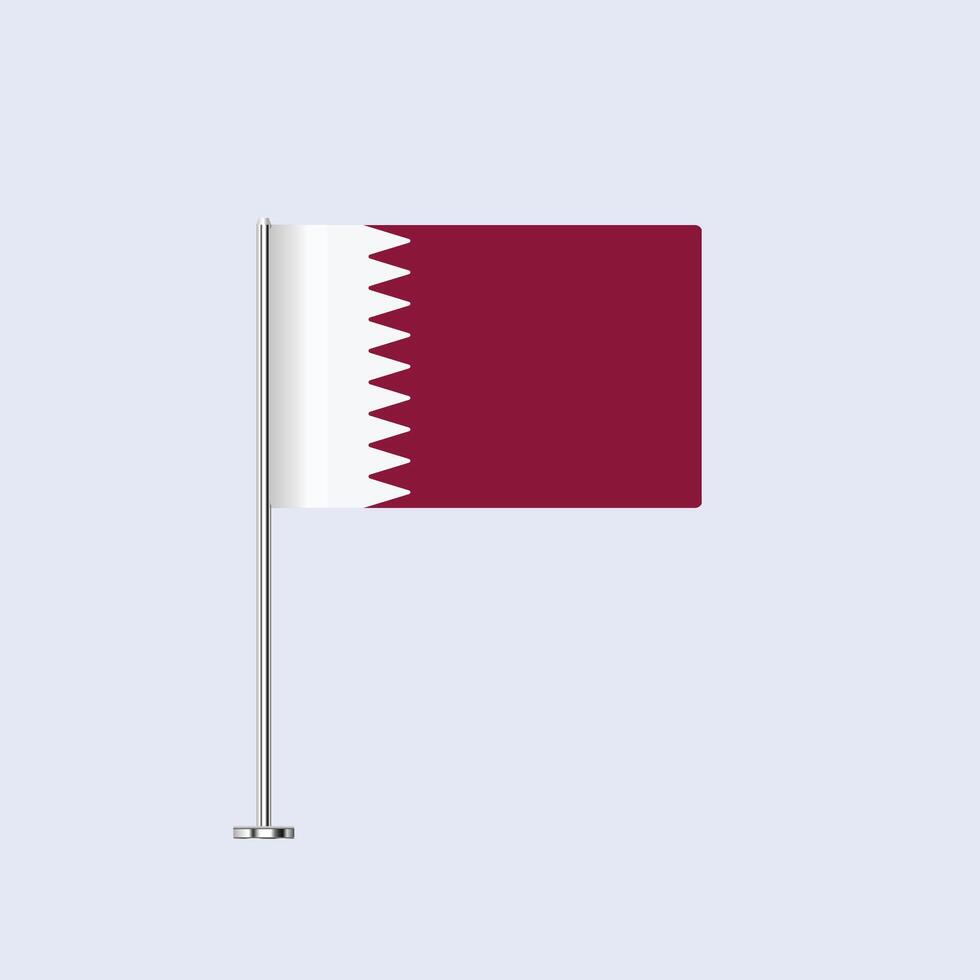 Isolated Qatar Table Flag on Pole, Qatari Flag Design for Print and Web vector