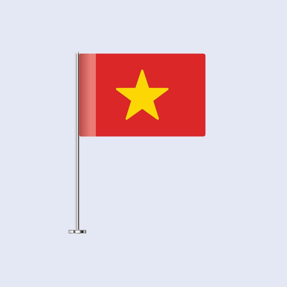 Isolated Vietnam Table Flag on Pole, Vietnamese Flag Design for Print and Web vector