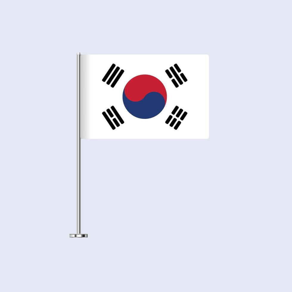 Isolated South Korea Table Flag on Pole, South Korean Flag Design for Print and Web vector