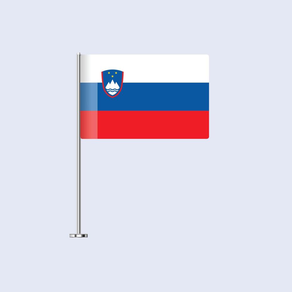 Isolated Slovenia Table Flag on Pole, Slovenian Flag Design for Print and Web vector
