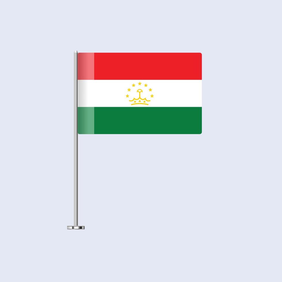 Isolated Tajikistan Table Flag on Pole, Tajik Flag Design for Print and Web vector