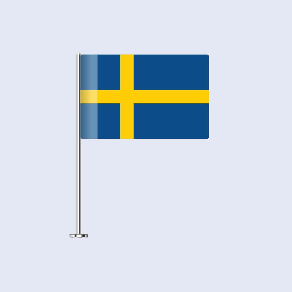 Isolated Sweden Table Flag on Pole, Swedish Flag Design for Print and Web vector