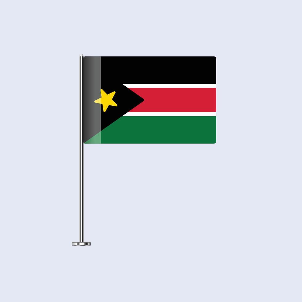 Isolated South Sudan Table Flag on Pole, South Sudanese Flag Design for Print and Web vector