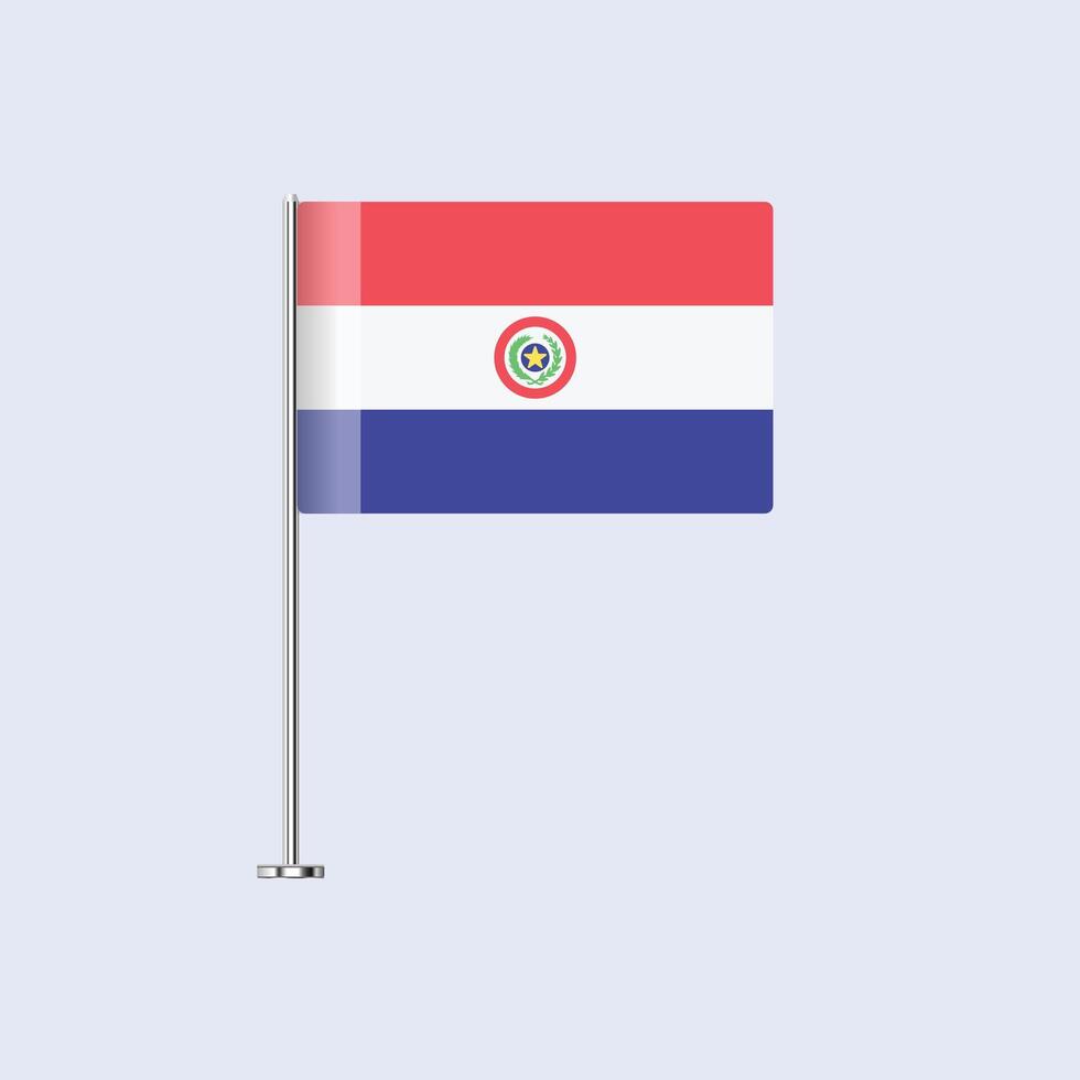 Isolated Paraguay Table Flag on Pole, Paraguayan Flag Design for Print and Web vector