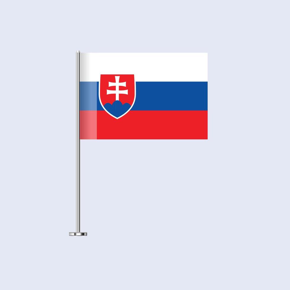 Isolated Slovakia Table Flag on Pole, Slovak Flag Design for Print and Web vector