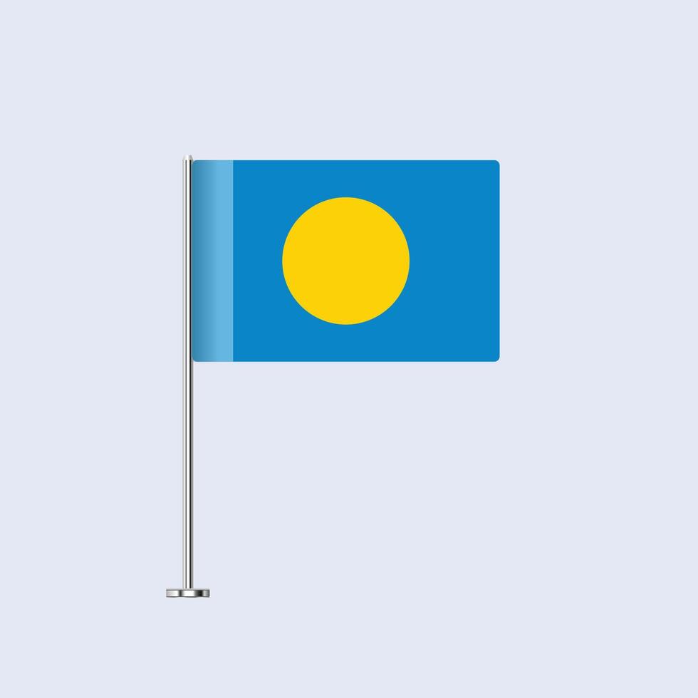 Isolated Palau Table Flag on Pole, Palauan Flag Design for Print and Web vector