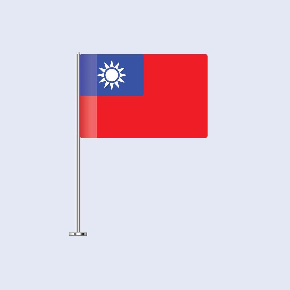 Isolated Taiwan Table Flag on Pole, Taiwanese Flag Design for Print and Web vector