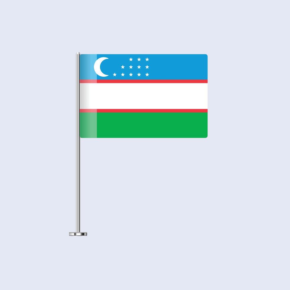 Isolated Uzbekistan Table Flag on Pole, Uzbek Flag Design for Print and Web vector