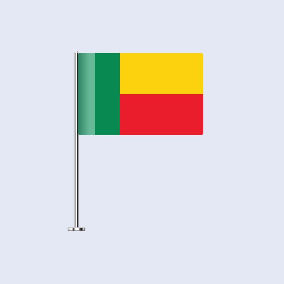 Isolated Benin Table Flag on Pole, Beninese Flag Design for Print and Web vector
