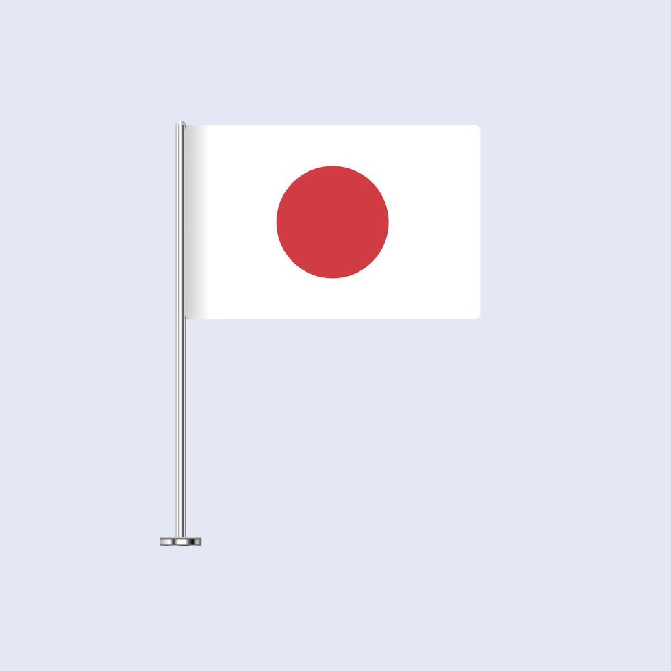 Isolated Japan Table Flag on Pole, Japanese Flag Design for Print and Web vector
