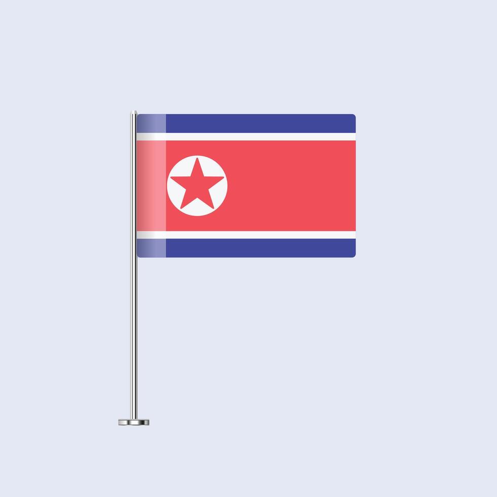 Isolated North Korea Table Flag on Pole, North Korean Flag Design for Print and Web vector