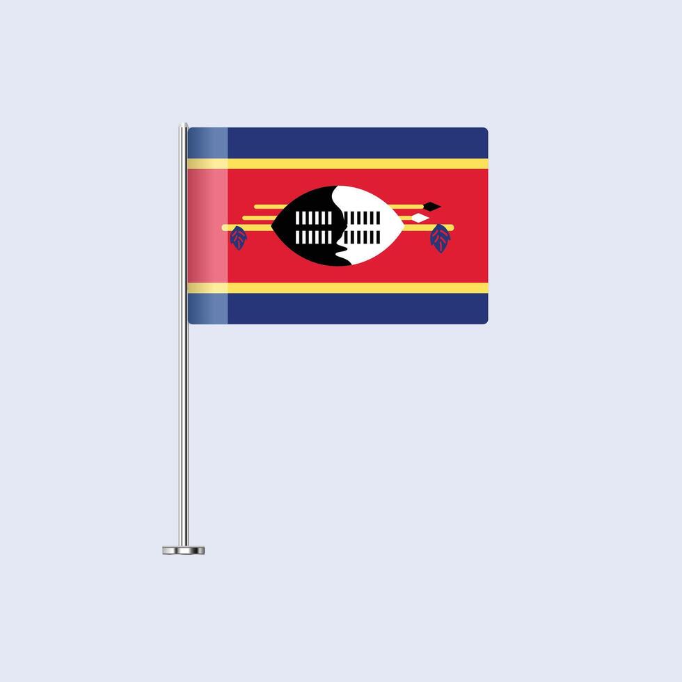 Isolated Swaziland Table Flag on Pole, Swazi Flag Design for Print and Web vector