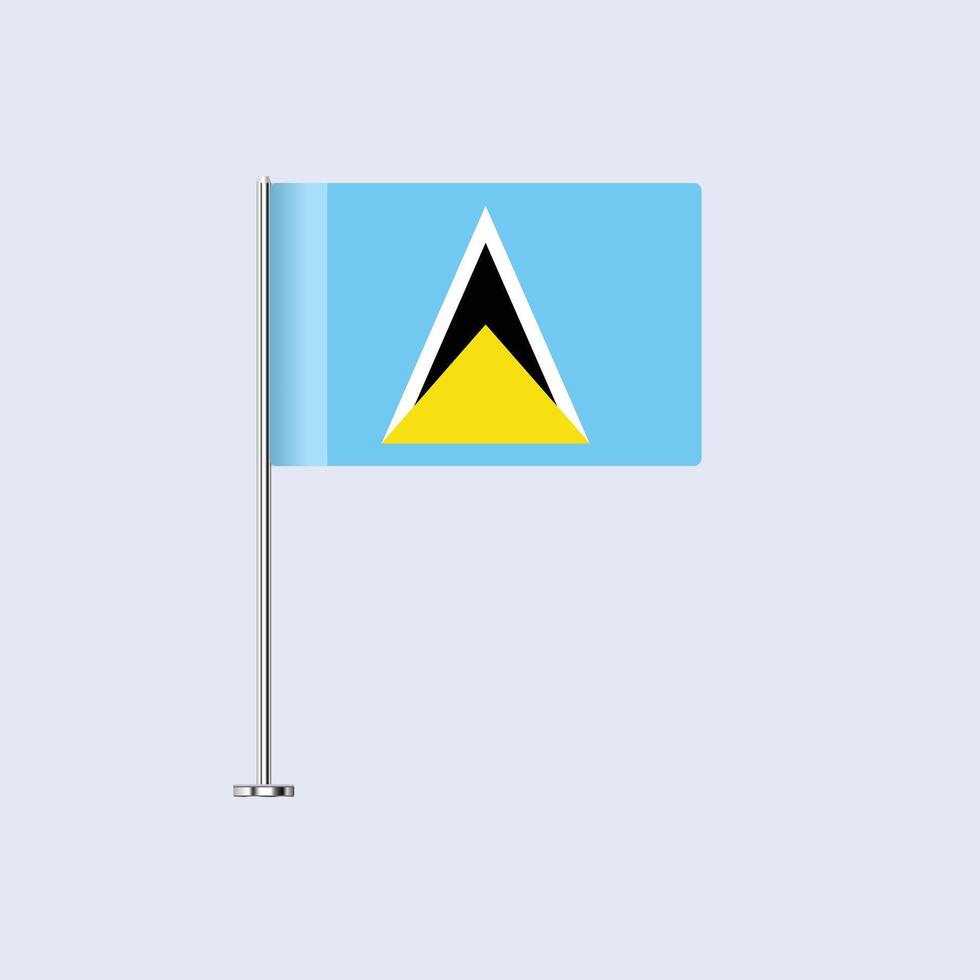 Isolated St Lucia Table Flag on Pole, Saint Lucian Flag Design for Print and Web vector