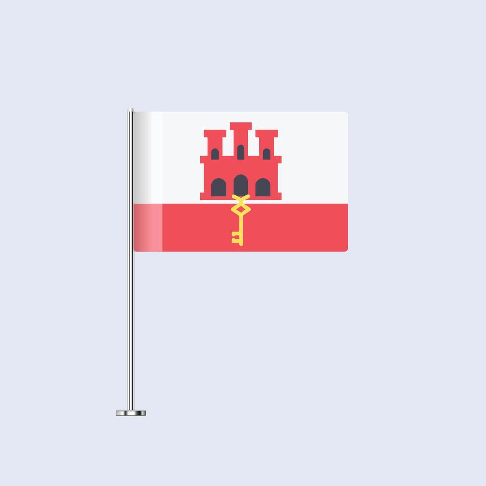 Isolated Gibraltar Table Flag on Pole, Gibraltarian Flag Design for Print and Web vector
