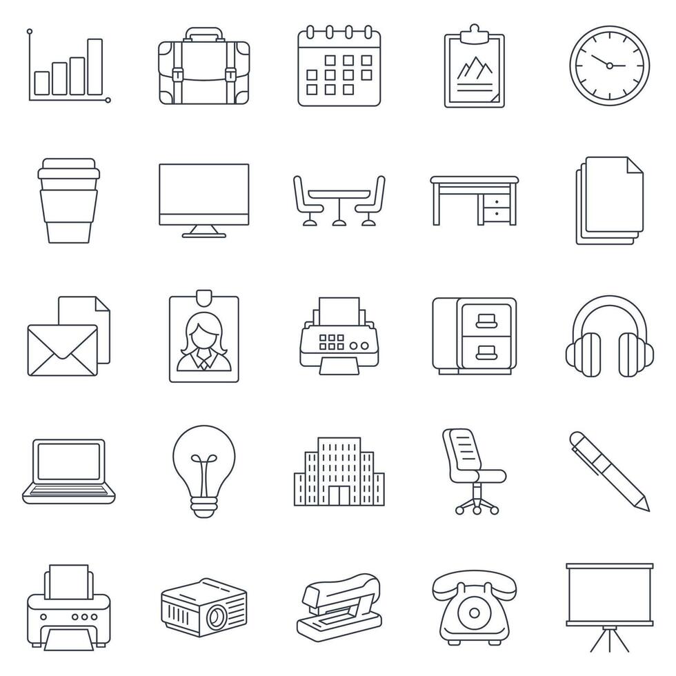 Workplace icons set, Included icons as Bar graph, Briefcase, Calendar, Clipboard and more symbols collection, logo isolated illustration vector