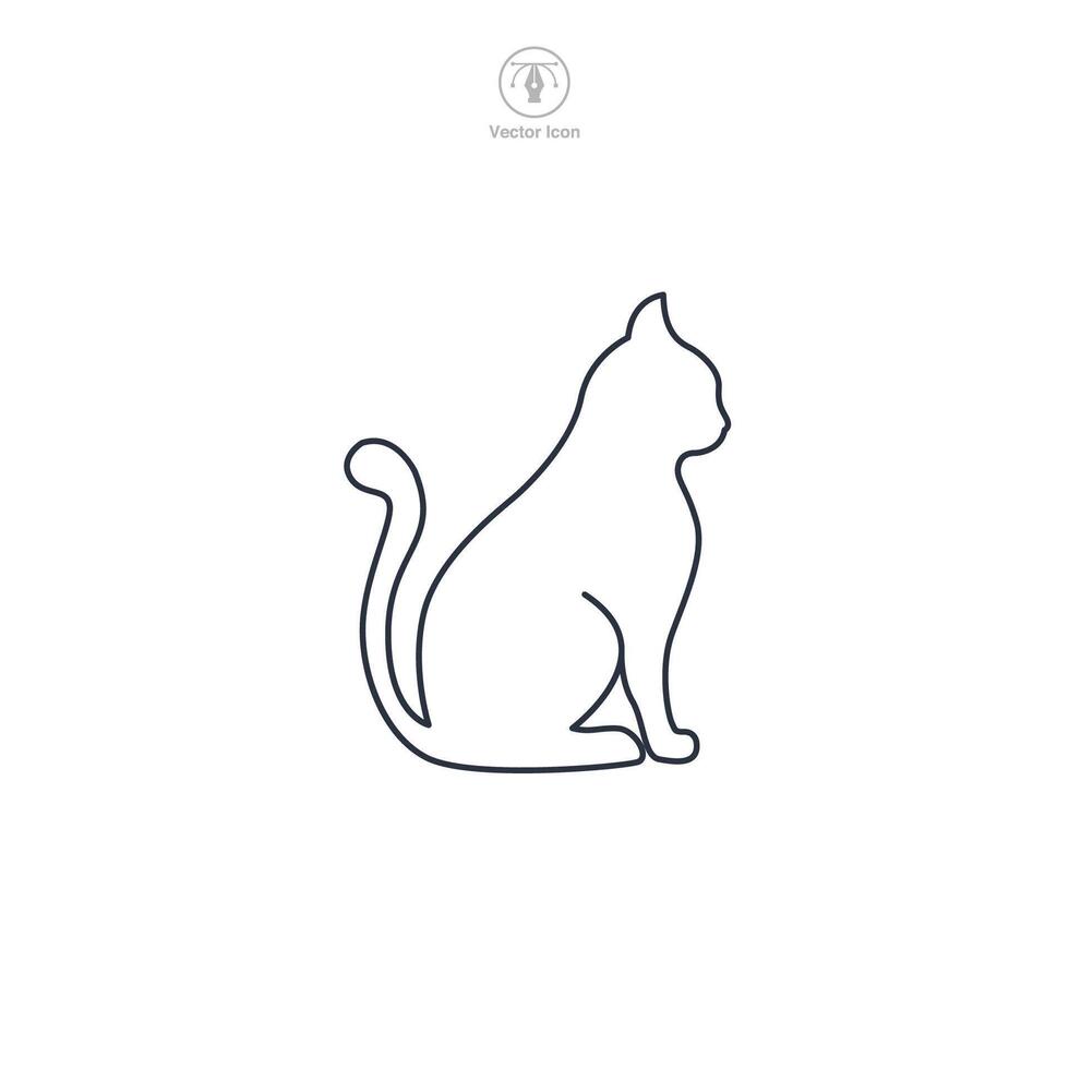 cat sitting side view icon symbol illustration isolated on white background vector
