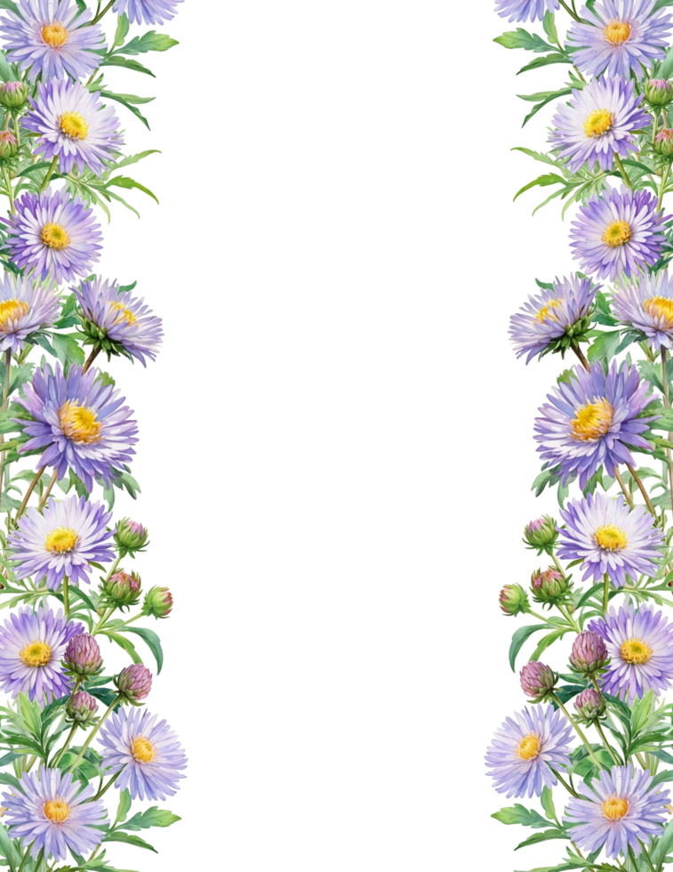 Purple flowers border transparent background png