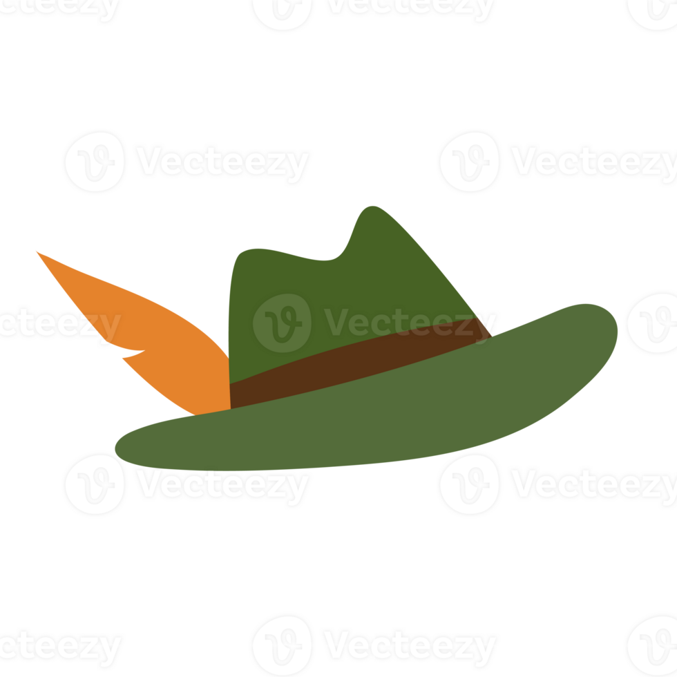 Green oktoberfest hat with feather png