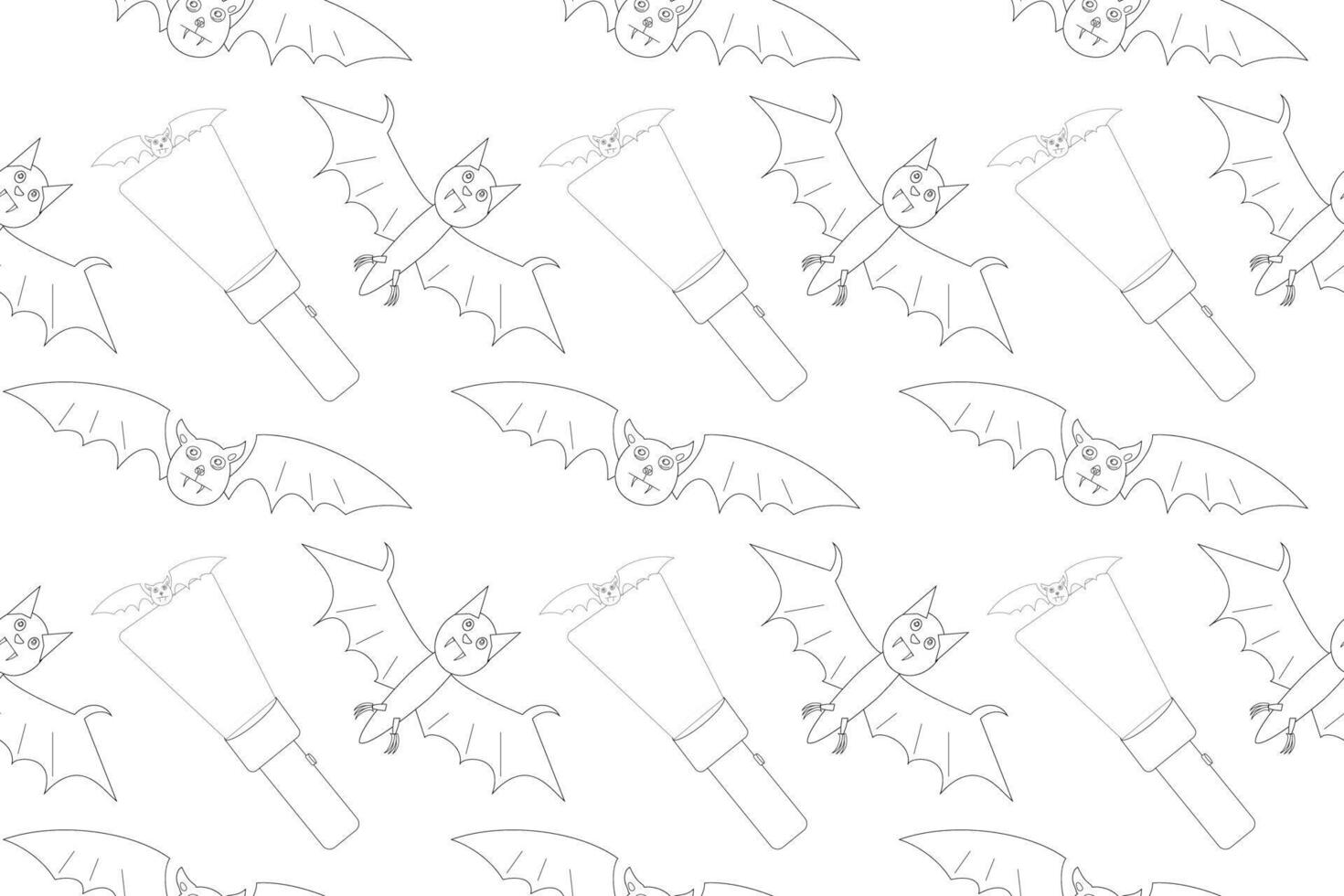 Spooky Halloween coloring page featuring flying bats and eerie lanterns. Perfect for kids and adults to enjoy the festive season. vector