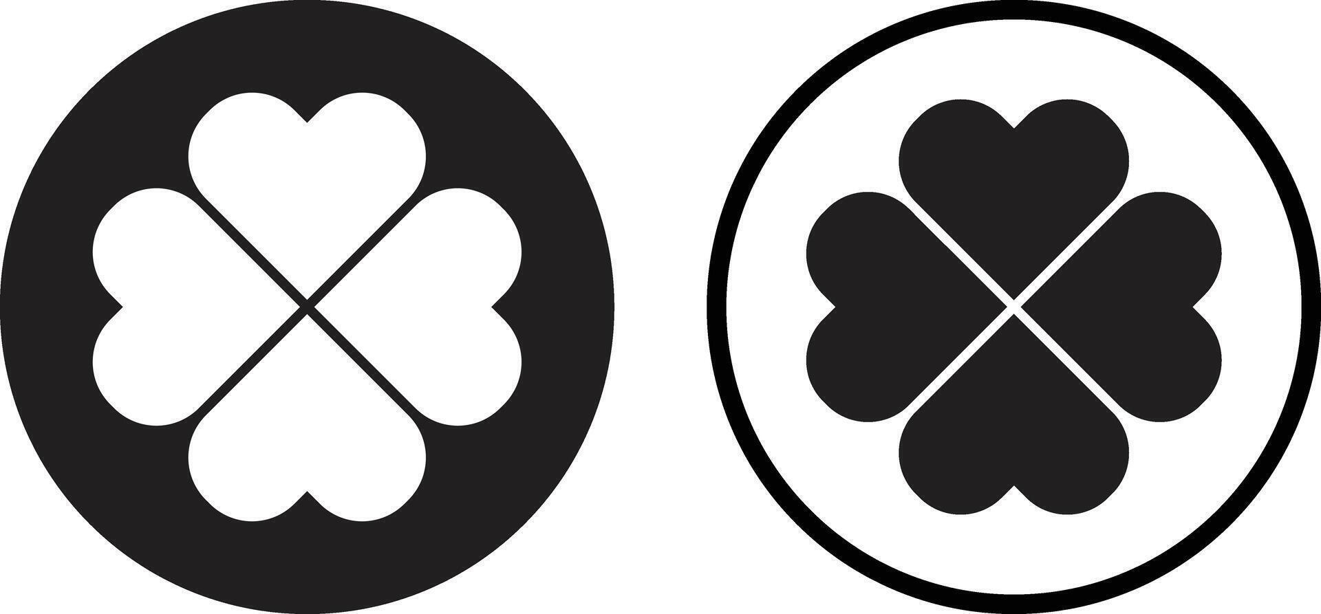 Clover leaf icon set in two styles isolated on white background . Clover icon vector