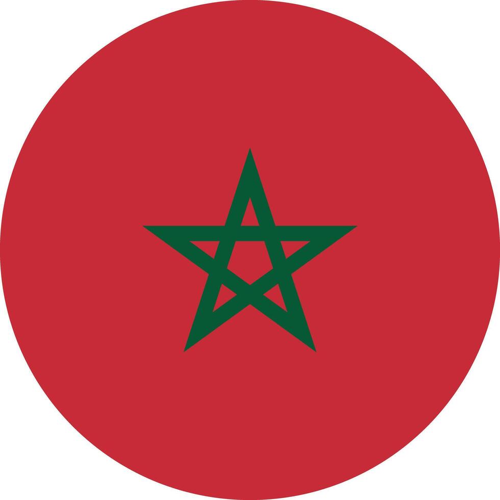 Round Morocco flag . Circle flag of Morocco . Morocco flag button . illustration vector