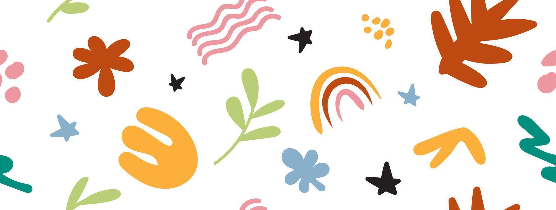 Abstract cute shape doodle fun hand drawn in seamless background. Fun illustration for children pattern design. vector