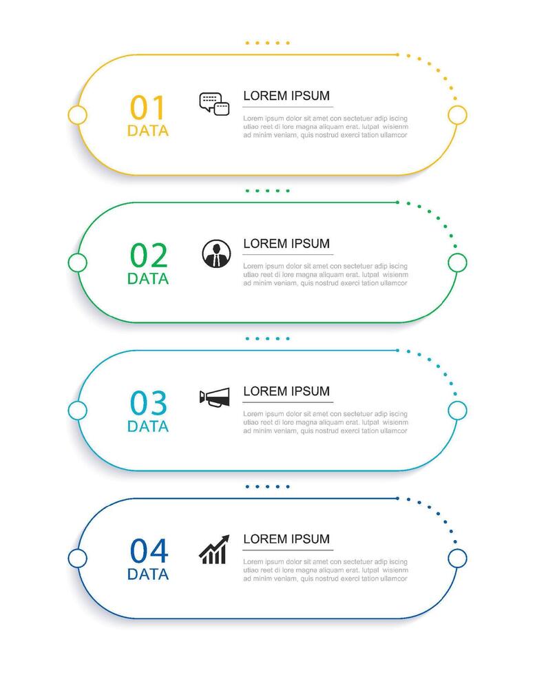 4 data infographics thin line index template. Illustration abstract background. Can be used for workflow layout, business step, banner, web design. vector